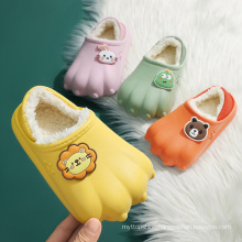 Lovely Paw Cartoon Cozy Boys Girls Shoes Cute Soft Non-Slip Waterproof Warm Lining Slides House Bedroom Winter Kids Slippers